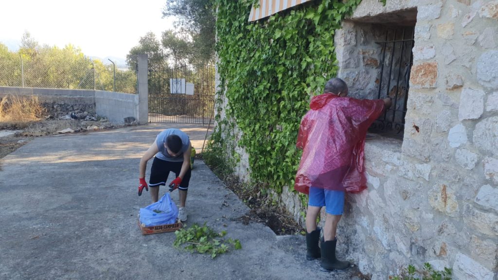 Personas pintado las rejas