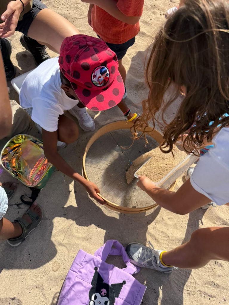 Niños recogiendo basura en la playa