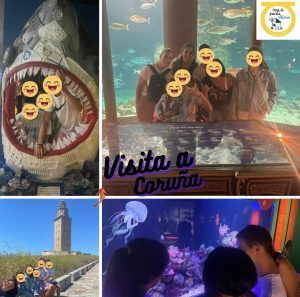 Collague de fotos de niños de visita en A Coruña