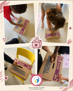 Collague de fotos de niños votando