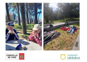 Personas en parque haciendo actividades cuerpo y mente