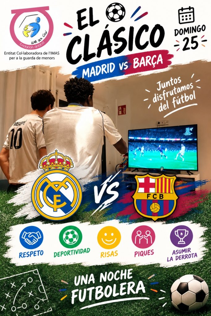 Cartel de personas viendo el futbol