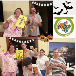 Collague de fotos de personas preparando Halloween