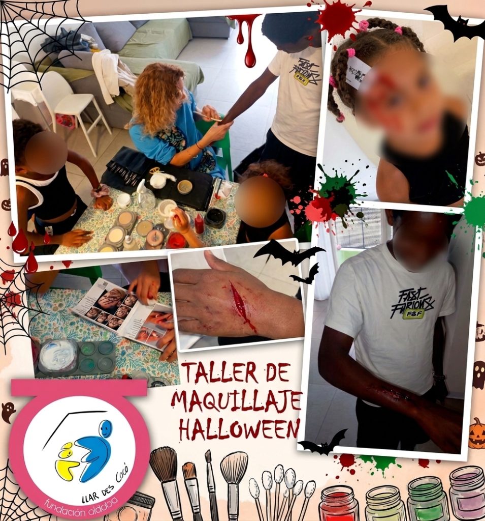 Collague de fotos de taller de maquillaje de Halloween