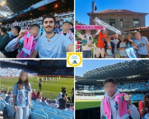 Collague de fotos de personas en partido de futbol