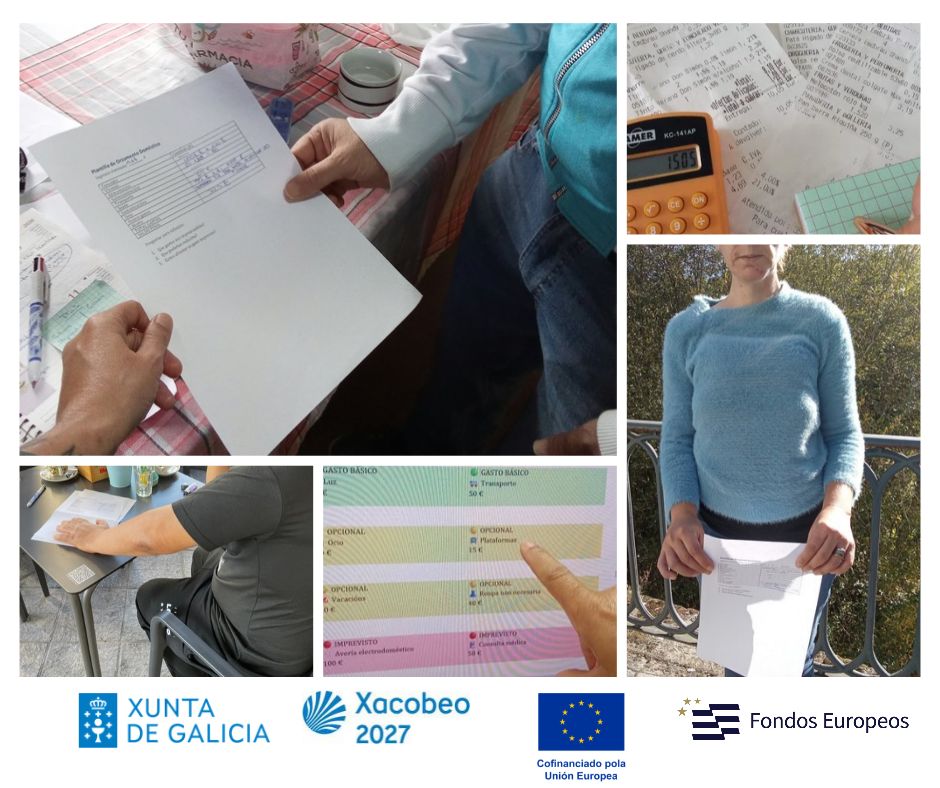 Collague de foto de personas en un taller de economía doméstica